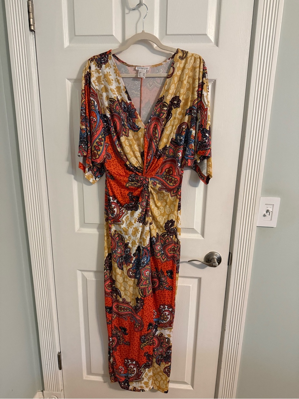 VENUS Orange, Gold & Blue Paisley Maxi Dress